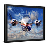 Blue Airplane In A Clouds Framed Art Prints Wall Decor - Painting Art, Framed Picture, Ready to Hang