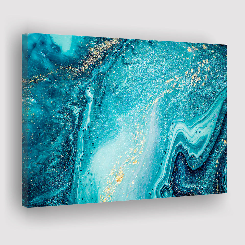Blue And Gold Marble Canvas Prints Wall Art Decor - Painting Canvas,Home Decor, Ready to Hang