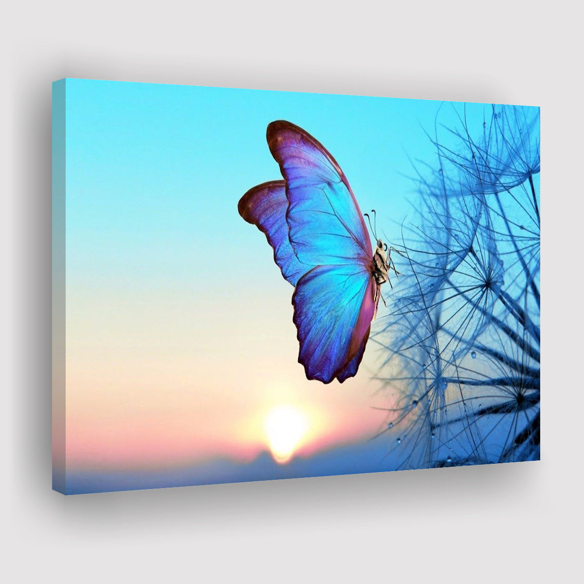 Blue Butterfly Canvas Prints Wall Art - Painting Prints, Wall