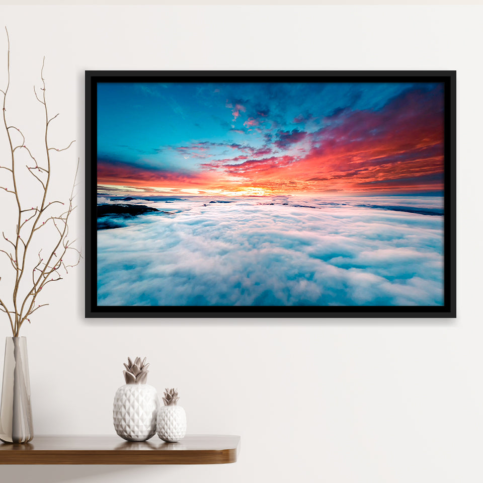 Blue Cloud Framed Canvas Prints Wall Art Decor, Framed Picture, Floating Frame