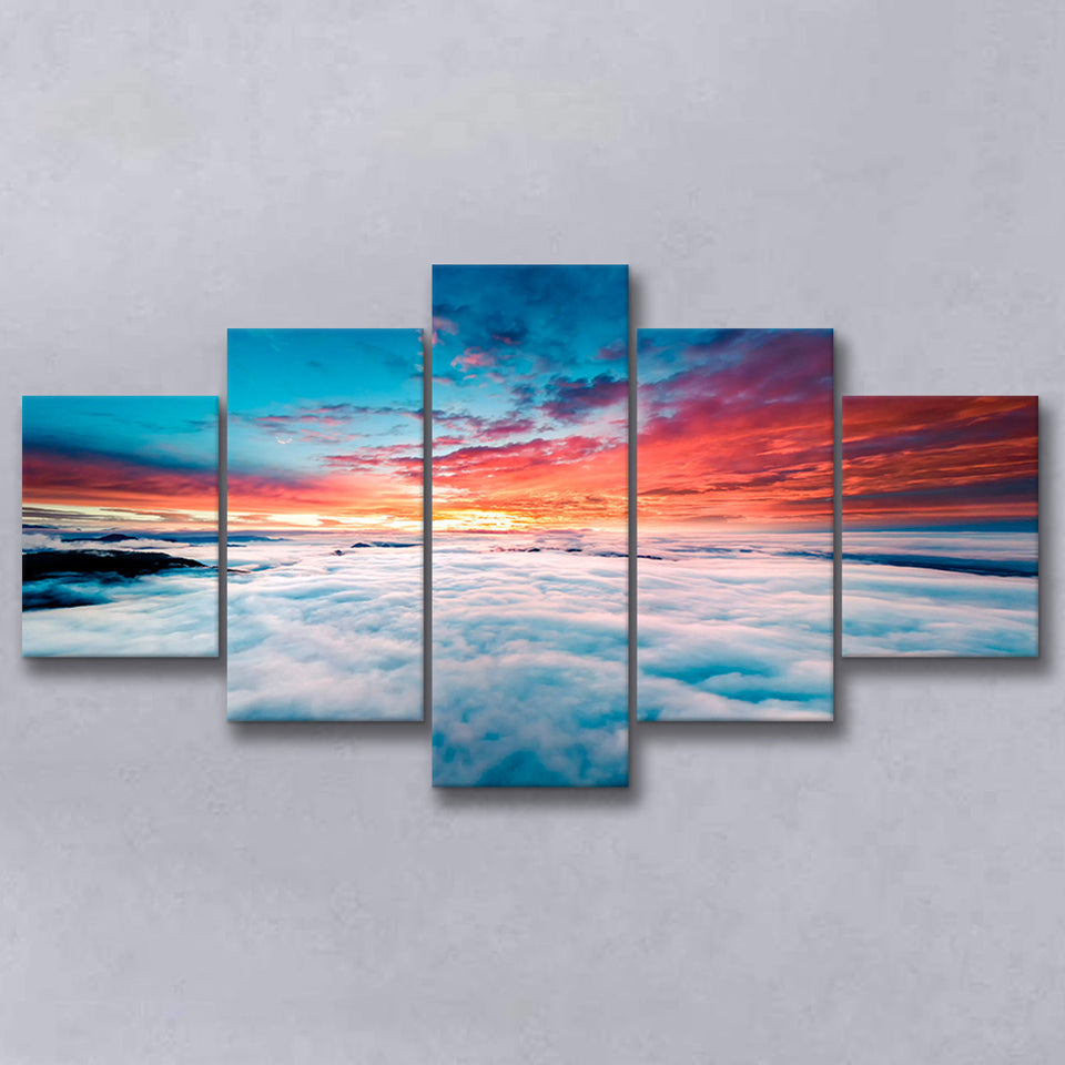 Blue Cloud 5 Piece Canvas Prints Wall Art Decor, Multi Panels, Mixed Canvas