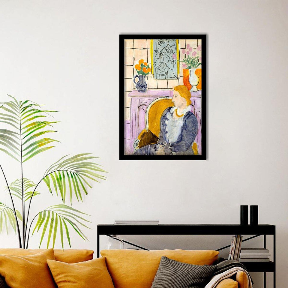 Blue Dress In Ocher Armchair 1937 By Henri Matisse - Art Print, Frame Art, Painting Art