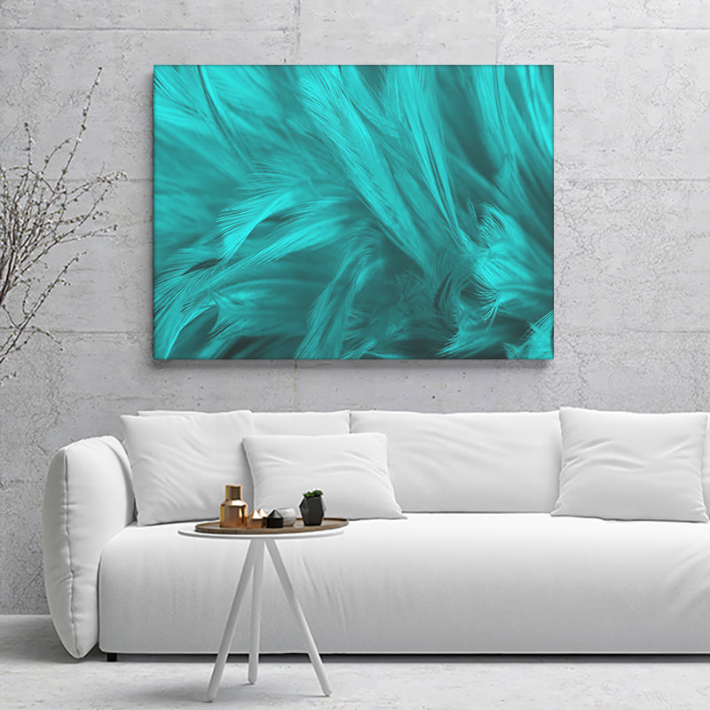 Blue Feathers Closeup Canvas Wall Art - Canvas Prints, Prints for Sale, Canvas Painting, Home Decor