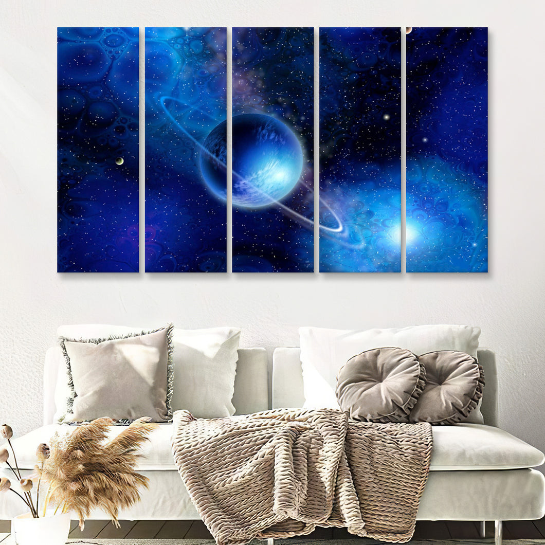 Blue Ice Planet  A Ring 5 Pieces B Canvas Prints Wall Art - Painting Canvas, Multi Panels,5 Panel, Wall Decor