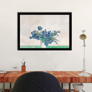 Blue Lilies In A Vase Vincent Van Gogh Framed Canvas Wall Art - Framed Prints, Canvas Prints, Prints for Sale, Canvas Painting