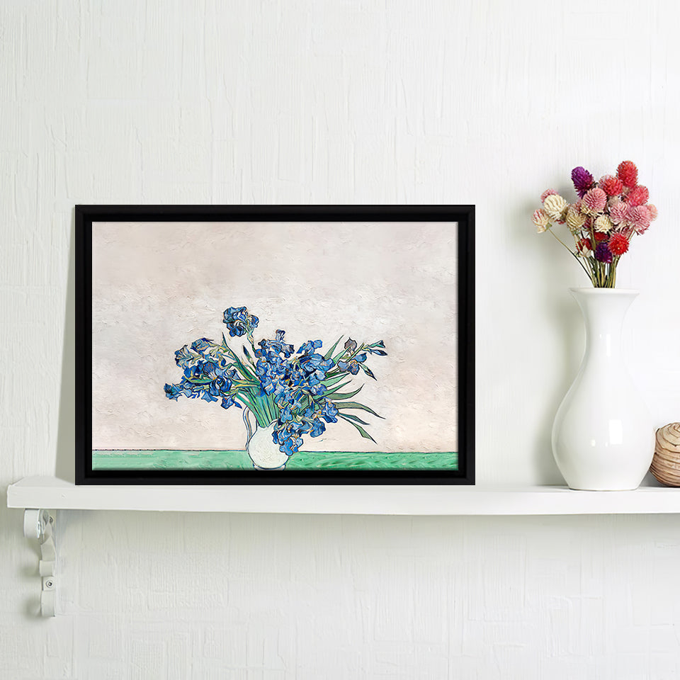 Blue Lilies In A Vase Vincent Van Gogh Framed Canvas Wall Art - Framed Prints, Canvas Prints, Prints for Sale, Canvas Painting