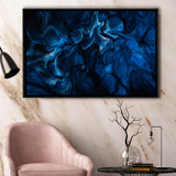 Blue Marble Painting, Marble Framed Canvas Prints Wall Art Decor, Black Floating Frame