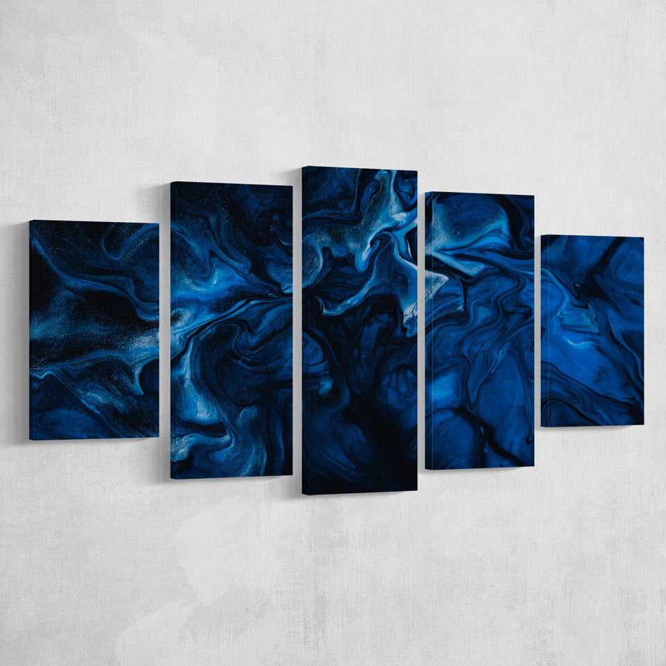 Blue Marble Painting, Marble Multi Panels,Canvas Prints Wall Art Home Decor