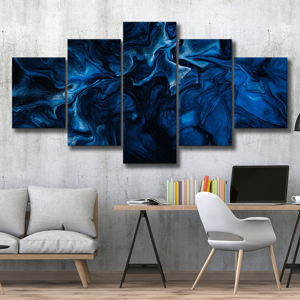 Blue Marble Painting, Marble Multi Panels,Canvas Prints Wall Art Home Decor