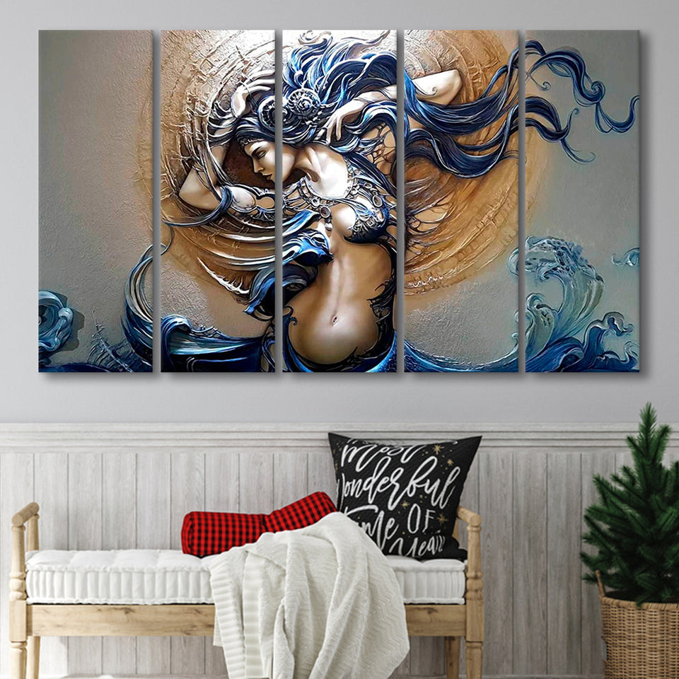 Blue Medusa Canvas, Cool Medusa Art Larger Canvas Art, 5 Piece Canvas Prints Wall Art Decor