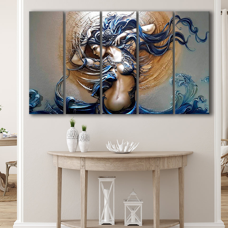 Blue Medusa Canvas, Cool Medusa Art Larger Canvas Art, 5 Piece Canvas Prints Wall Art Decor