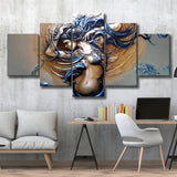 Blue Medusa Canvas, Cool Medusa Art 5 Panels, Canvas Prints Wall Art Decor, Large Canvas Art