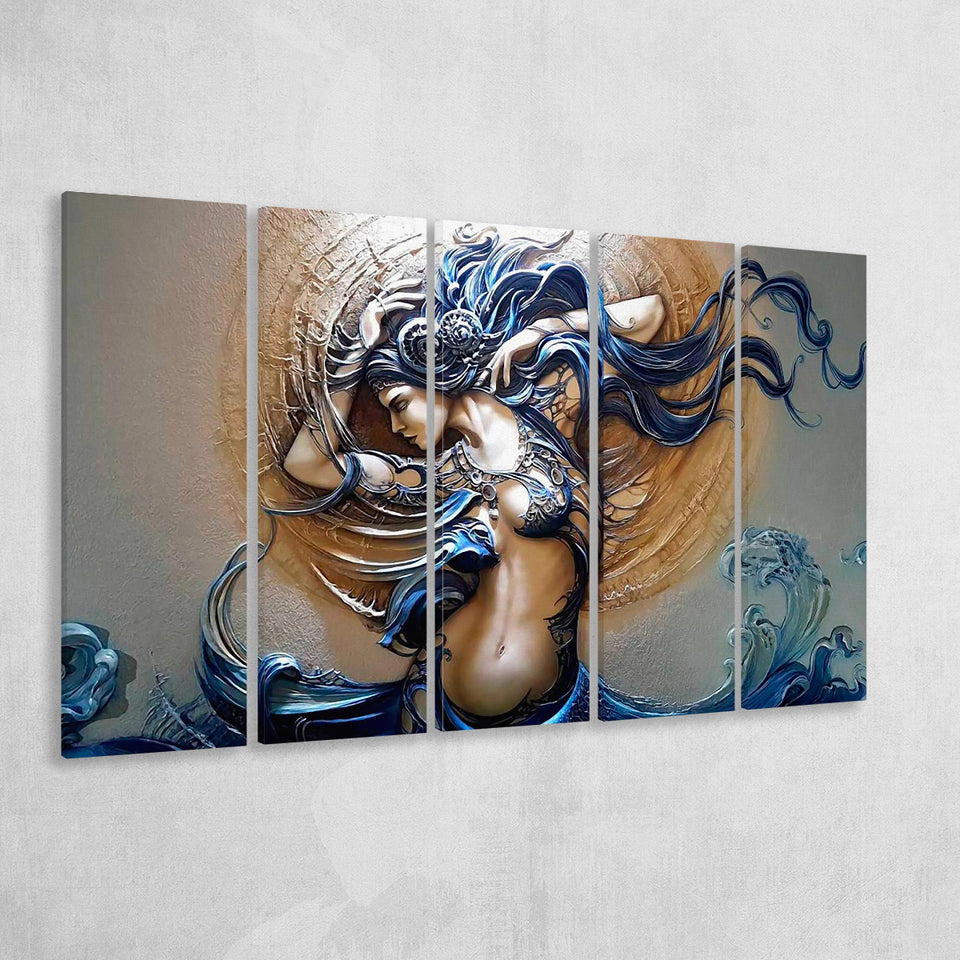 Blue Medusa Canvas, Cool Medusa Art Larger Canvas Art, 5 Piece Canvas Prints Wall Art Decor