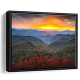 Blue Ridge Parkway Sunset Art, Framed Canvas Prints Wall Art Home Decor,Floating Frame, Ready to Hang