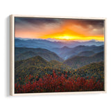 Blue Ridge Parkway Sunset Art, Framed Canvas Prints Wall Art Home Decor,Floating Frame, Ready to Hang