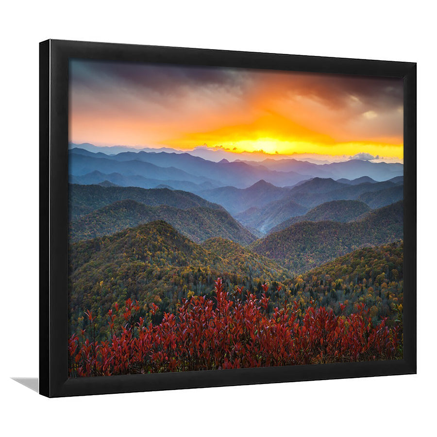 Blue Ridge Parkway Sunset Art, Framed Art Prints Wall Art Home Decor, Ready to Hang