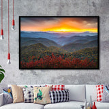 Blue Ridge Parkway Sunset Art, Framed Art Prints Wall Art Home Decor, Ready to Hang