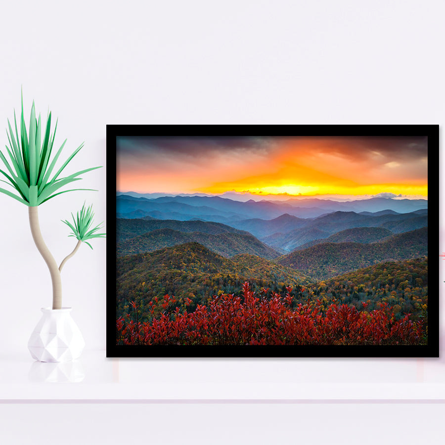 Blue Ridge Parkway Sunset Art, Framed Art Prints Wall Art Home Decor, Ready to Hang