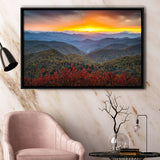 Blue Ridge Parkway Sunset Art, Framed Canvas Prints Wall Art Home Decor,Floating Frame, Ready to Hang