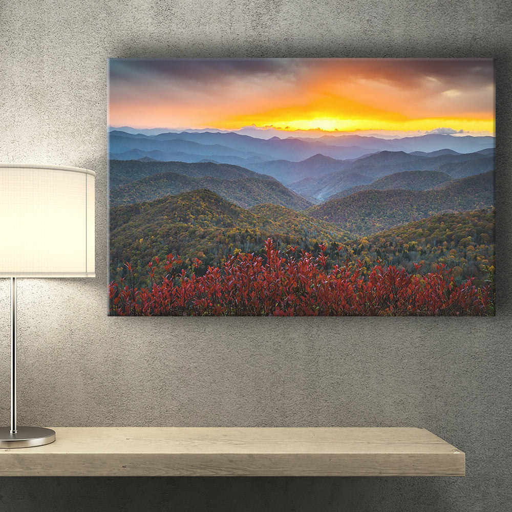 Blue Ridge Canvas Blue Ridge Parkway Sunset Art, Canvas Prints Wall Art Home Decor ...