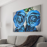Blue Roses With Drops Canvas Wall Art - Canvas Prints, Prints for Sale, Canvas Painting, Canvas On Sale