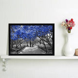 Blue Trees Framed Canvas Wall Art - Framed Prints, Canvas Prints, Prints for Sale, Canvas Painting