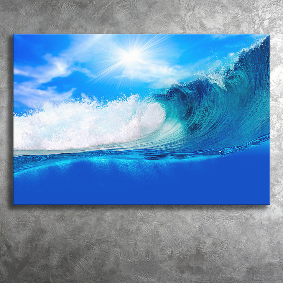 Blue Wave Canvas Prints Wall Art Decor - Painting Canvas,Home Decor, Ready to Hang