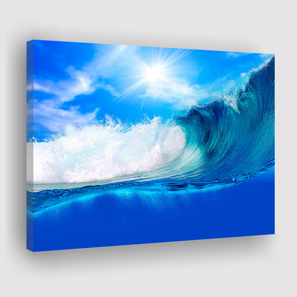 Blue Wave Canvas Prints Wall Art Decor - Painting Canvas,Home Decor, Ready to Hang