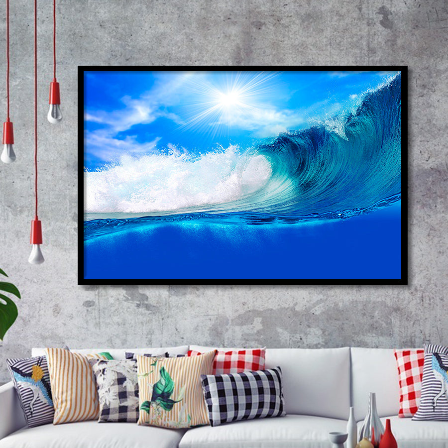 Blue Wave Framed Art Prints Wall Art Decor, Framed Picture, Home Decor