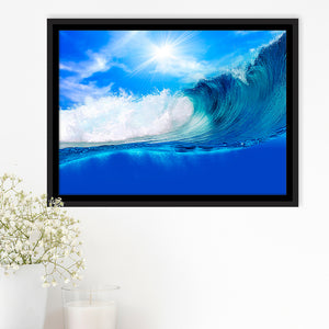 Blue Wave Framed Canvas Prints Wall Art Decor, Framed Picture, Floating Frame