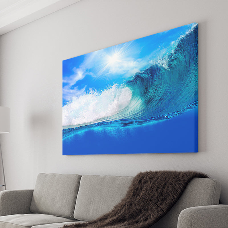 Blue Wave Canvas Prints Wall Art Decor - Painting Canvas,Home Decor, Ready to Hang