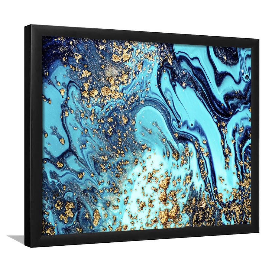 Blue and Gold Abstract Drawing Framed Art Prints Wall Decor - Painting Prints, Framed Picture, Home Decor
