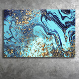 Blue and Gold Abstract Drawing Canvas Prints Wall Art Decor - Paiting Canvas, Art Prints, Wall Decor, For Sale