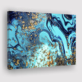 Blue and Gold Abstract Drawing Canvas Prints Wall Art Decor - Paiting Canvas, Art Prints, Wall Decor, For Sale