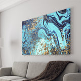 Blue and Gold Abstract Drawing Canvas Prints Wall Art Decor - Paiting Canvas, Art Prints, Wall Decor, For Sale