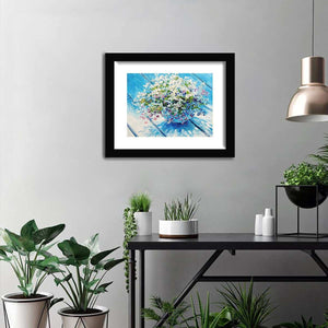 Blue table bouquet-Art Print,Framed art,Plexiglass Cover