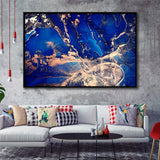 Blue Wall Art Framed Canvas Prints Wall Art Decor, Framed Picture, Floating Frame