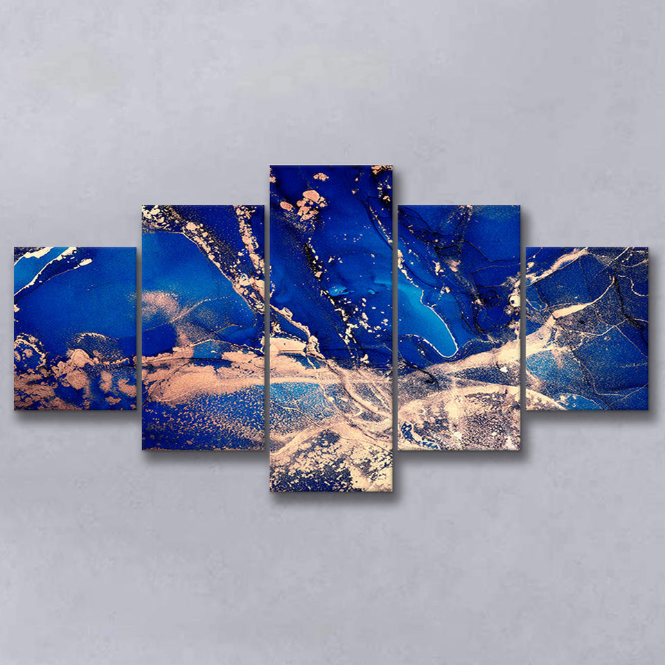 Blue Wall Art 5 Piece Canvas Prints Wall Art Decor, Multi Panels, Mixed Canvas