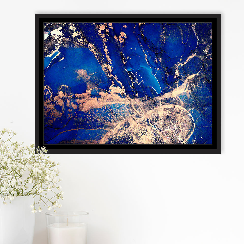 Blue Wall Art Framed Canvas Prints Wall Art Decor, Framed Picture, Floating Frame