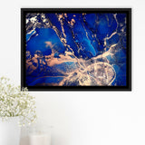 Blue Wall Art Framed Canvas Prints Wall Art Decor, Framed Picture, Floating Frame