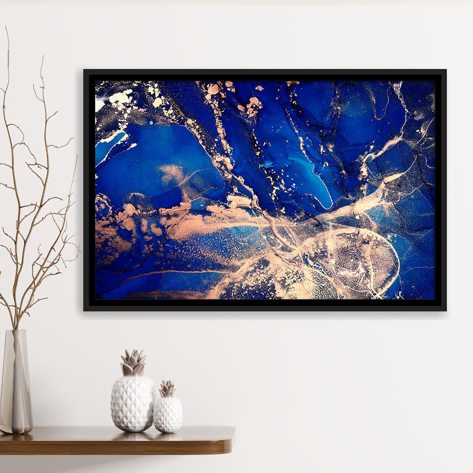 Blue Wall Art Framed Canvas Prints Wall Art Decor, Framed Picture, Floating Frame