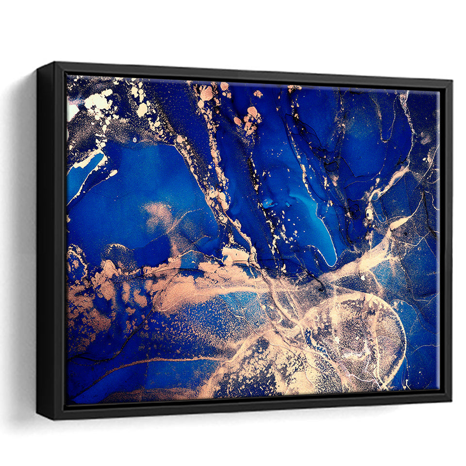 Blue Wall Art Framed Canvas Prints Wall Art Decor, Framed Picture, Floating Frame