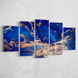 Blue Wall Art 5 Piece Canvas Prints Wall Art Decor, Multi Panels, Mixed Canvas