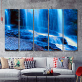 Blue Waterfall 5 Pieces B Canvas Prints Wall Art - Painting Canvas, Multi Panels,5 Panel, Wall Decor