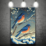 Bluebirds Retro Art Print ,City Art Print, Large Canvas, Canvas Print Wall Art Home Decor