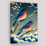 Bluebirds Retro Art Print ,City Art Print, Large Canvas, Canvas Print Wall Art Home Decor
