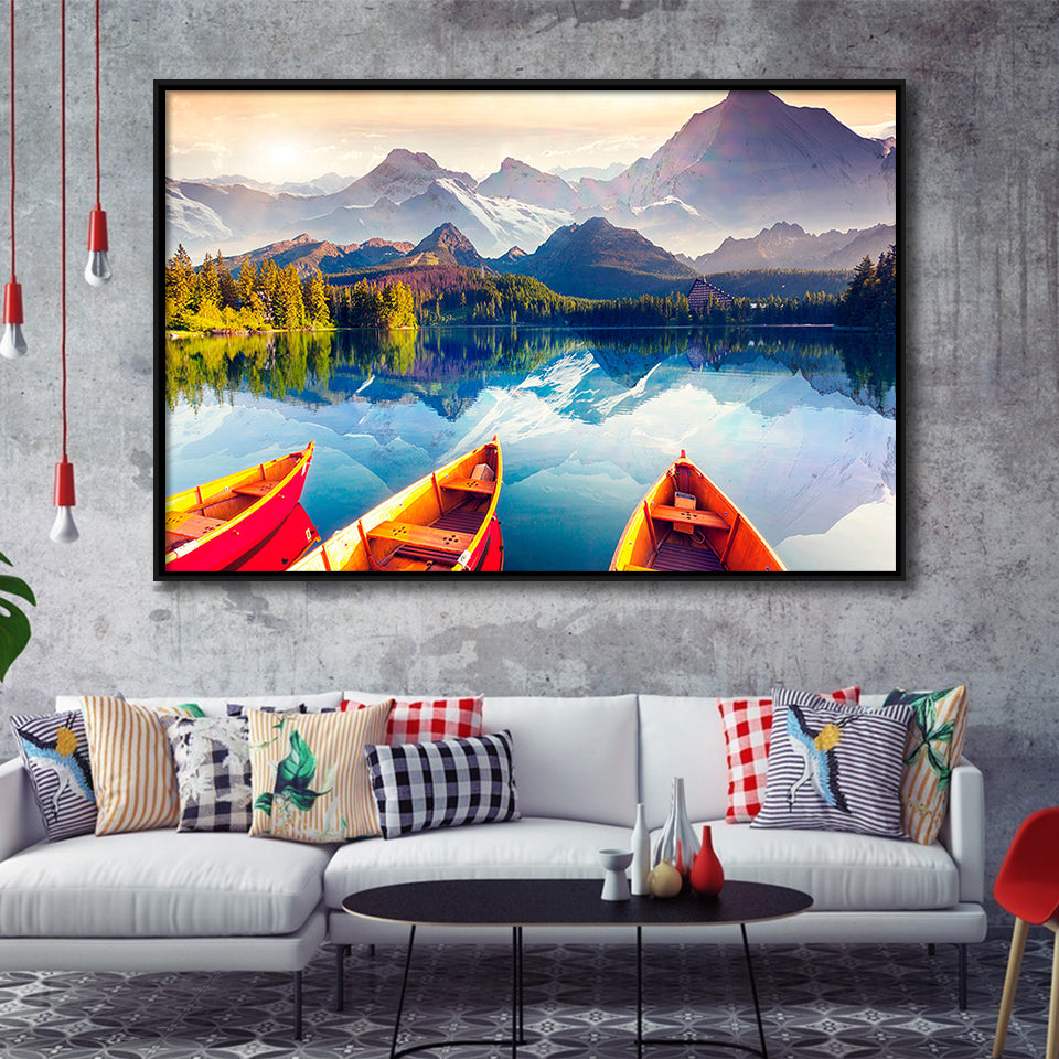 Boat Art Framed Canvas Prints Wall Art Decor, Framed Picture, Floating Frame