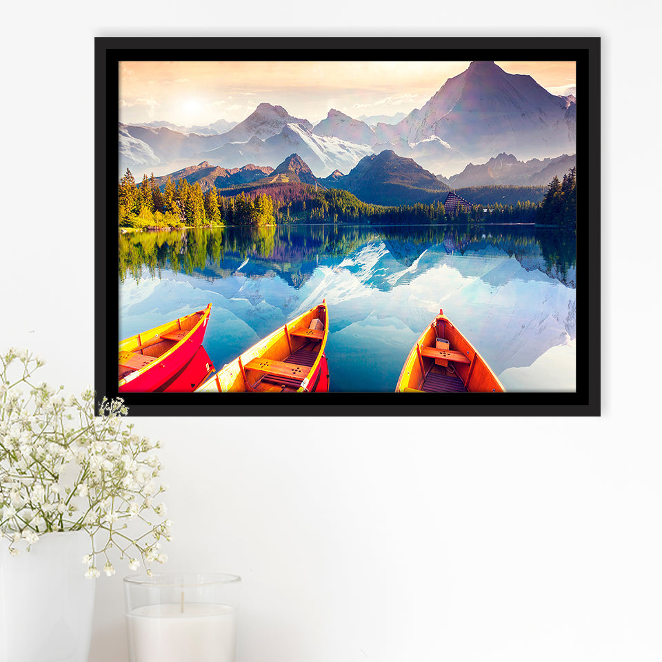 Boat Art Framed Canvas Prints Wall Art Decor, Framed Picture, Floating Frame