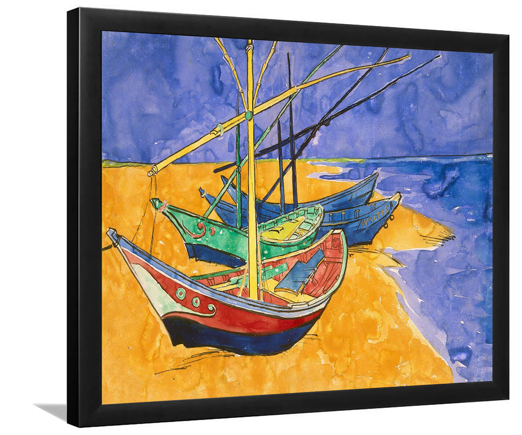 Boats At Saintes-Maries By Vincent Van Gogh-Art Print,Canvas Art,Frame Art,Plexiglass Cover