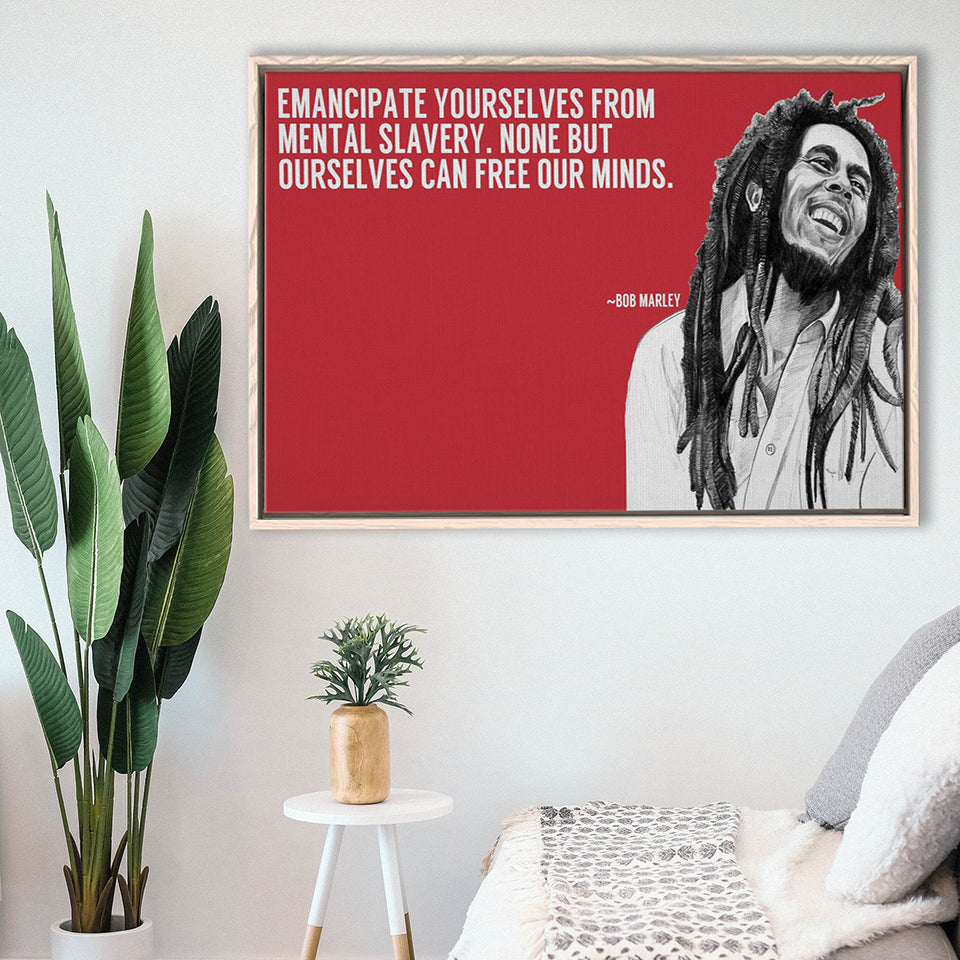 Bob Marley Deep Quotes Art Framed Canvas Prints Wall Art, Floating Frame, Large Canvas Home Decor